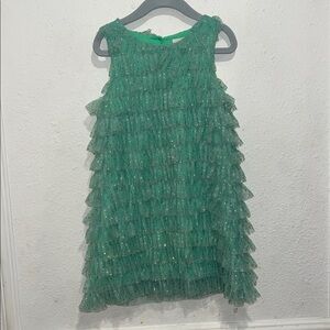 Peek Green Glittery ruffle Dress